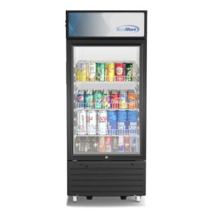 koolmore km-mdr-1d-6c 6 cu. ft. commercial one glass door display upright beverage refrigerator cooler merchandiser-22.8 in. x 21.4 in. x 52.7 in. [black]