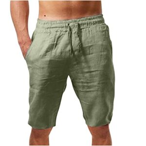 long basketball shorts for men big and tall men's linen shorts 2023 causal elastic waist drawstring summer beach shorts classic-fit flex pants trendy shorts for men 2023 army green 4x