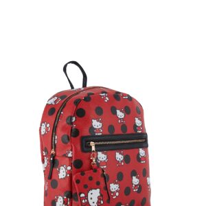 Fast Forward Hello Kitty Allover Leather Backpack - Girls, Boys, Teens, Adults - Officially Licensed Hello Kitty Faux Leather 14 Inch Backpack (Red)