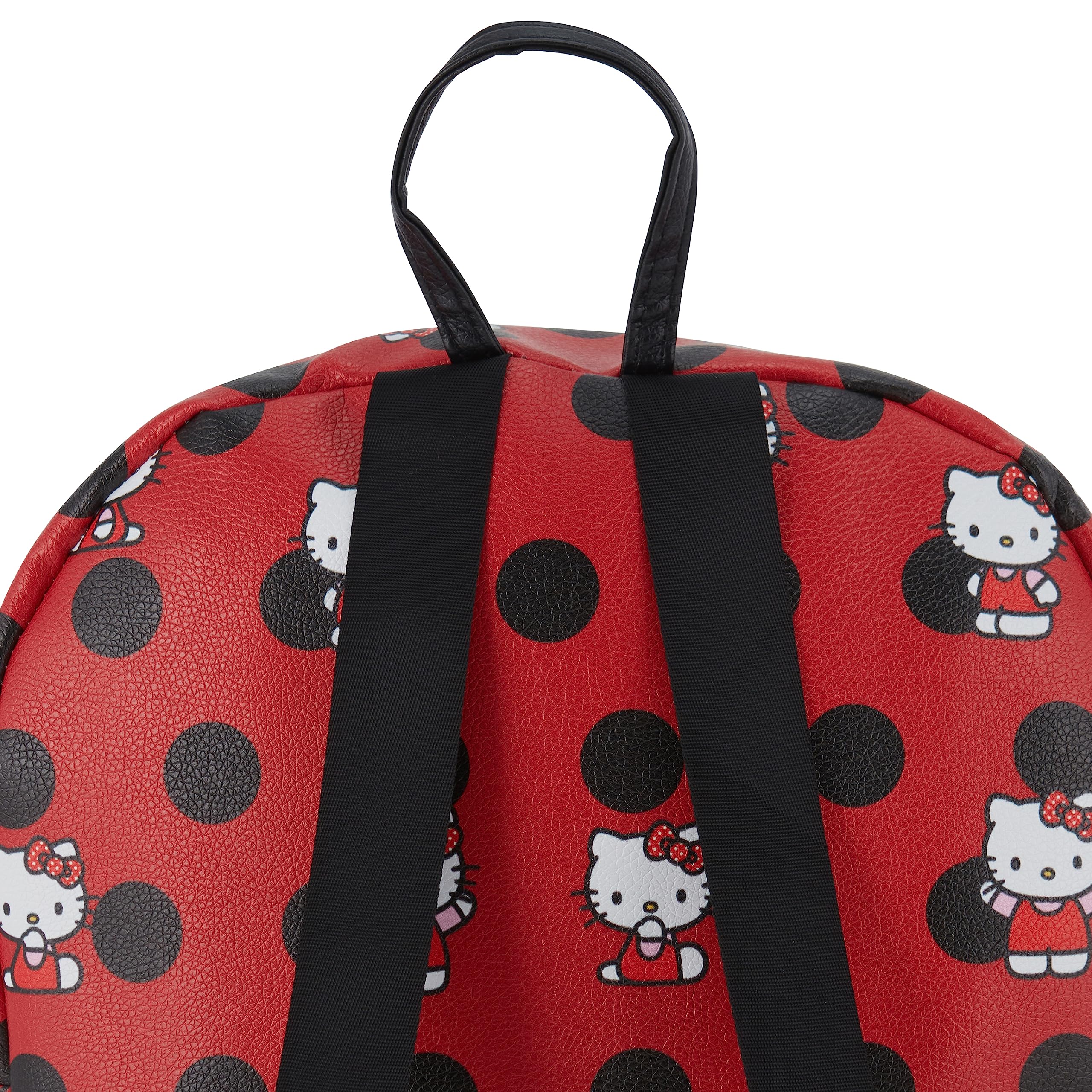 Fast Forward Hello Kitty Allover Leather Backpack - Girls, Boys, Teens, Adults - Officially Licensed Hello Kitty Faux Leather 14 Inch Backpack (Red)