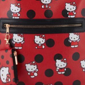 Fast Forward Hello Kitty Allover Leather Backpack - Girls, Boys, Teens, Adults - Officially Licensed Hello Kitty Faux Leather 14 Inch Backpack (Red)