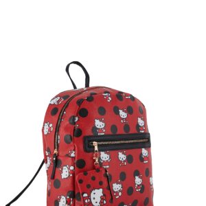 Fast Forward Hello Kitty Allover Leather Backpack - Girls, Boys, Teens, Adults - Officially Licensed Hello Kitty Faux Leather 14 Inch Backpack (Red)