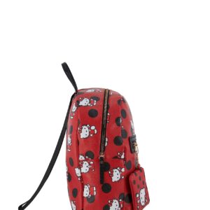 Fast Forward Hello Kitty Allover Leather Backpack - Girls, Boys, Teens, Adults - Officially Licensed Hello Kitty Faux Leather 14 Inch Backpack (Red)