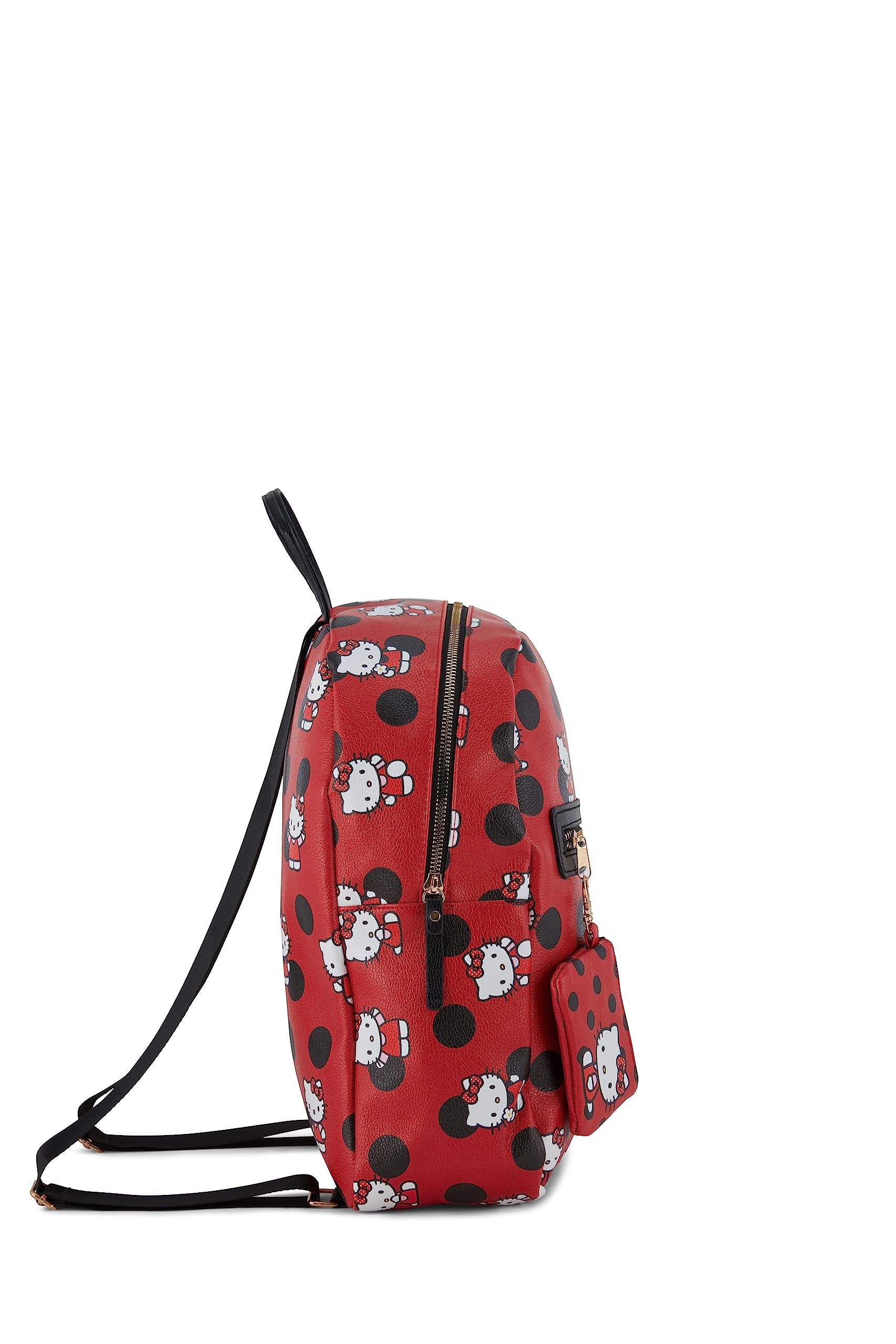 Fast Forward Hello Kitty Allover Leather Backpack - Girls, Boys, Teens, Adults - Officially Licensed Hello Kitty Faux Leather 14 Inch Backpack (Red)