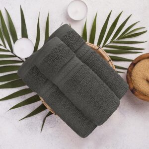 Towel and Linen Mart 100% Cotton - Wash Cloth Set - Pack of 4, Luxurious, Highly Absorbent and Soft Feel Perfect for Daily Use (12 x 12 4 PK White & Grey)