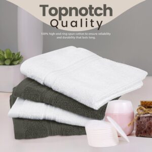 Towel and Linen Mart 100% Cotton - Wash Cloth Set - Pack of 4, Luxurious, Highly Absorbent and Soft Feel Perfect for Daily Use (12 x 12 4 PK White & Grey)