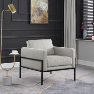 HomePop Modern Metal Frame Home Décor|Accent Chairs for Living Room & Bedroom, Sustainable Gray Woven