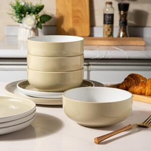 GBHOME Ceramic Dinnerware Sets, 12 Pieces Emerald Green Stoneware Dinner Set, Plates and Bowls Sets, Dishwasher & Microwave Safe | Service for 4