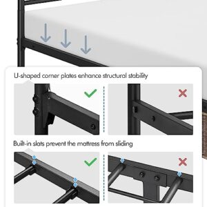 Yaheetech Queen Bed Frame, Metal Platform Bed with Modern Style Petal Accented Headboard, Mattress Foundation with Spacious Underbed Storage, No Box Spring Needed, Easy Assembly, Black Queen Bed
