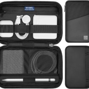 WIWU Electronics Organizer Travel Case, Travel Tech Pouch Carrying Bag for Hard Drives, Portable Handle Bag, Electronics Accessories Case for Cord Organizer, Apple Pencil, Cable, Charger,USB