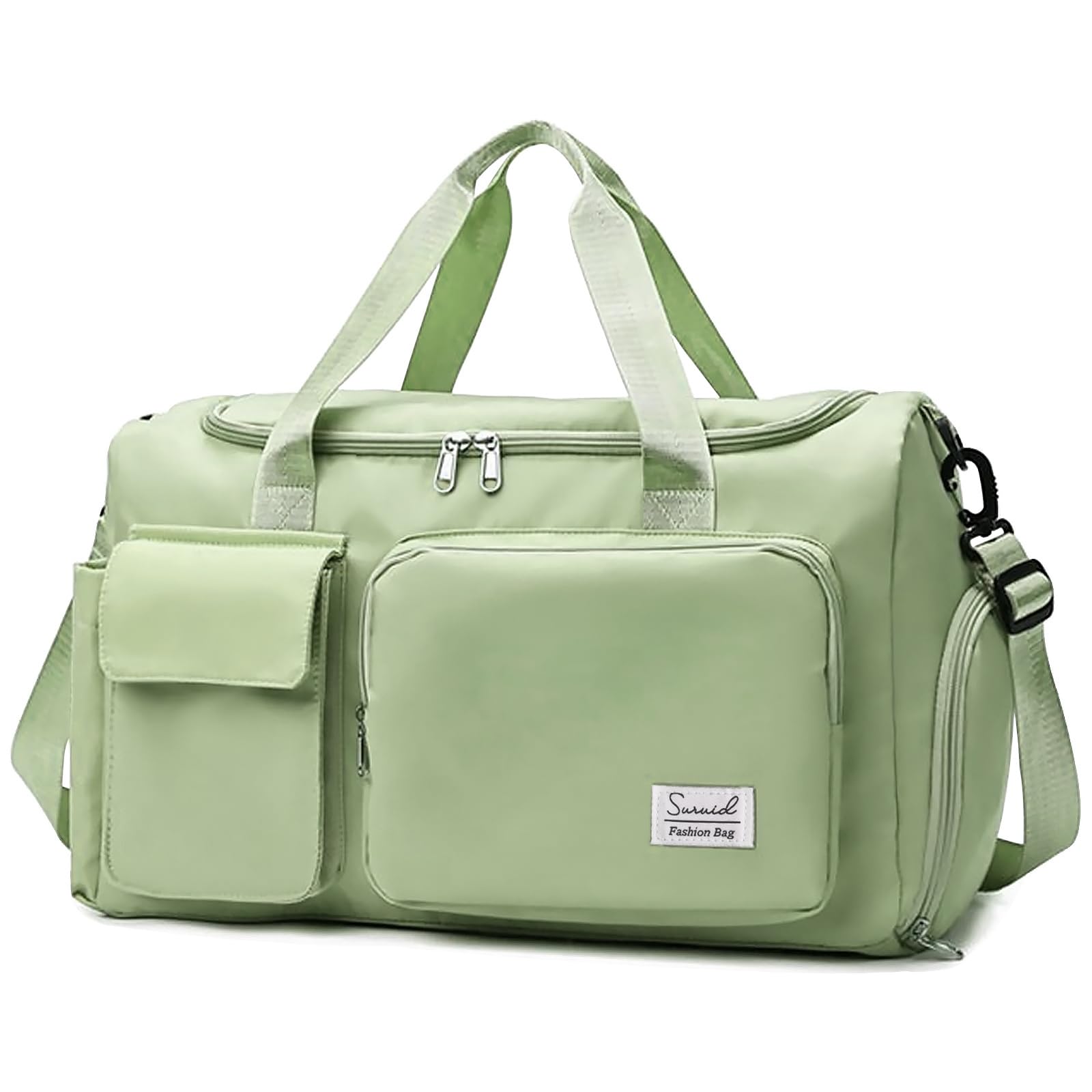 Suruid Travel Duffel Bag with Shoes Compartment Sports Gym Bag with Dry Wet Separated Pocket for Men and Women, Overnight Bag Weekender Bag Training Handbag Yoga Bag - Green