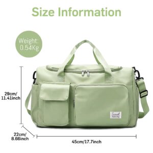 Suruid Travel Duffel Bag with Shoes Compartment Sports Gym Bag with Dry Wet Separated Pocket for Men and Women, Overnight Bag Weekender Bag Training Handbag Yoga Bag - Green