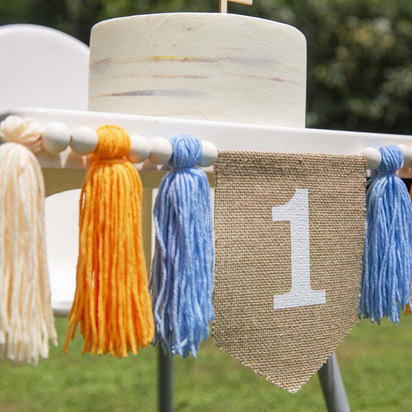 Burlap 1st Birthday Banner - First High Chair Garland, Boho 1st Birthday Decorations, 1st Birthday Face Tassel Banner, Boy Cake Smash Garland, Tassel Bunting, 1st Birthday Photo Booth Props