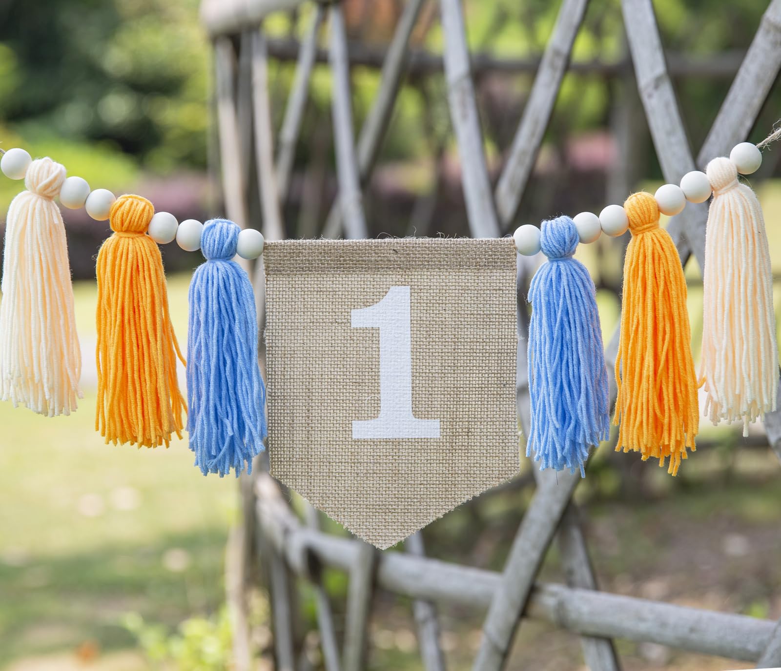 Burlap 1st Birthday Banner - First High Chair Garland, Boho 1st Birthday Decorations, 1st Birthday Face Tassel Banner, Boy Cake Smash Garland, Tassel Bunting, 1st Birthday Photo Booth Props