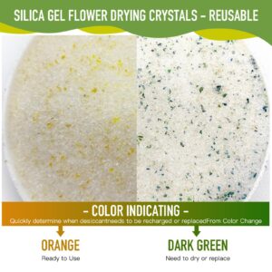 Silica Gel Flower Drying Crystals, DIY Wedding Bouquet Preservation Color Indicating Reusable, Ultra Premium Silica Gel for Drying Flowers (2 LBS)