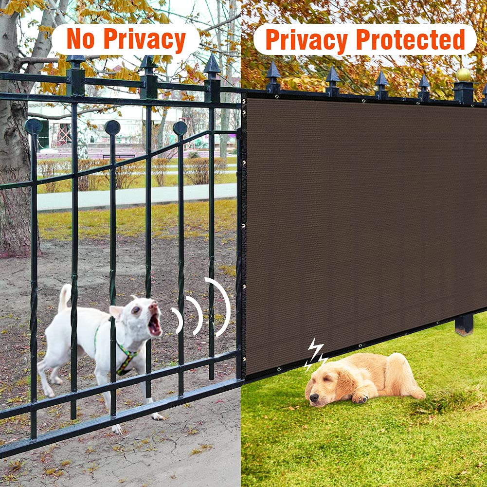 iCover 4x12ft Fence Privacy Screen, Heavy Duty Privacy Fence Screen, Outdoor Shade Cloth Mesh Barrier, Reinforced Bindings and Brass Grommets, Cable Zip Ties Included, Brown