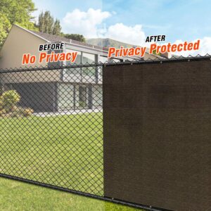 iCover 4x12ft Fence Privacy Screen, Heavy Duty Privacy Fence Screen, Outdoor Shade Cloth Mesh Barrier, Reinforced Bindings and Brass Grommets, Cable Zip Ties Included, Brown