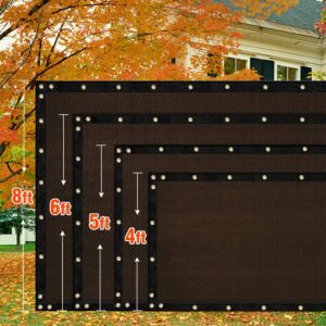 iCover 4x12ft Fence Privacy Screen, Heavy Duty Privacy Fence Screen, Outdoor Shade Cloth Mesh Barrier, Reinforced Bindings and Brass Grommets, Cable Zip Ties Included, Brown