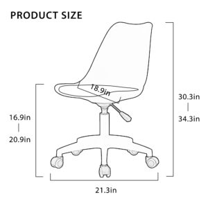 Btikita Clear Desk Chair with Pu Leather Soft Cushion, Home Office Chair with Wheels, Height Adjustable Armless Rolling Chair, Swivel Plastic Chair for Bedroom, Makeup, Living Room.