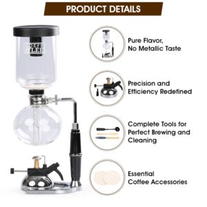 LOEFF&LEE 5 Espresso Cups - Siphon Coffee Maker with MicroBurner (Tabletop Syphon Coffee Brewer - 600ml)