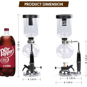 LOEFF&LEE 5 Espresso Cups - Siphon Coffee Maker with MicroBurner (Tabletop Syphon Coffee Brewer - 600ml)