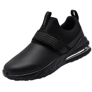 LARNMERN Non Slip Work Shoes for Women Food Service Kitchen Chef Waterproof Shoe Restaurant Slip on Walking Sneakers Fashion Air Cushion Working Footwear Black 10