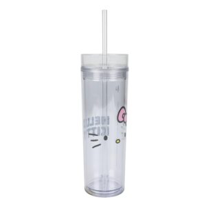 Bioworld Hello Kitty 16 Oz Slim Acrylic Travel Cup With Straw