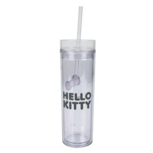 Bioworld Hello Kitty 16 Oz Slim Acrylic Travel Cup With Straw