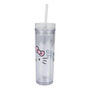 Bioworld Hello Kitty 16 Oz Slim Acrylic Travel Cup With Straw