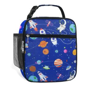 ProCattle Reusable Lunch Box for Men Boys, Small Lunch Bag for Teen/Man/Adult/Student Reusable Portable Lunchbox for Work Office School Picnic- Blue Planet