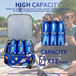 ProCattle Reusable Lunch Box for Men Boys, Small Lunch Bag for Teen/Man/Adult/Student Reusable Portable Lunchbox for Work Office School Picnic- Blue Planet