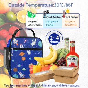 ProCattle Reusable Lunch Box for Men Boys, Small Lunch Bag for Teen/Man/Adult/Student Reusable Portable Lunchbox for Work Office School Picnic- Blue Planet