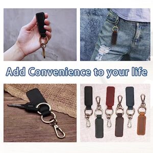 cueclue 1 PC Leather Keychain, Leather Retro Key Chain, Double-ring Keychain, Universal Car Keychain (Brown)