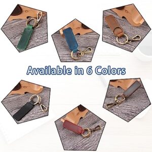 cueclue 1 PC Leather Keychain, Leather Retro Key Chain, Double-ring Keychain, Universal Car Keychain (Brown)