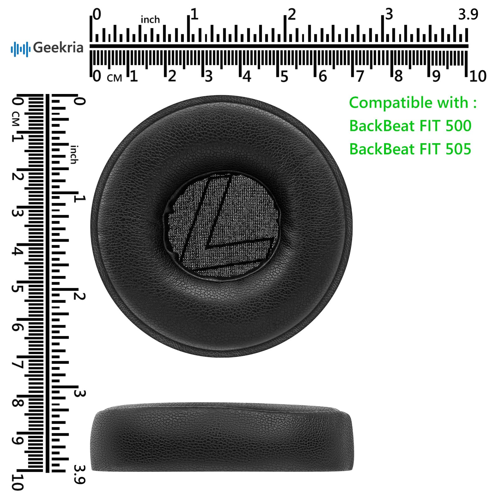 Geekria QuickFit Replacement Ear Pads for Plantronics BackBeat FIT 500, BackBeat FIT 505 Headphones Ear Cushions, Headset Earpads, Ear Cups Cover Repair Parts (Black)