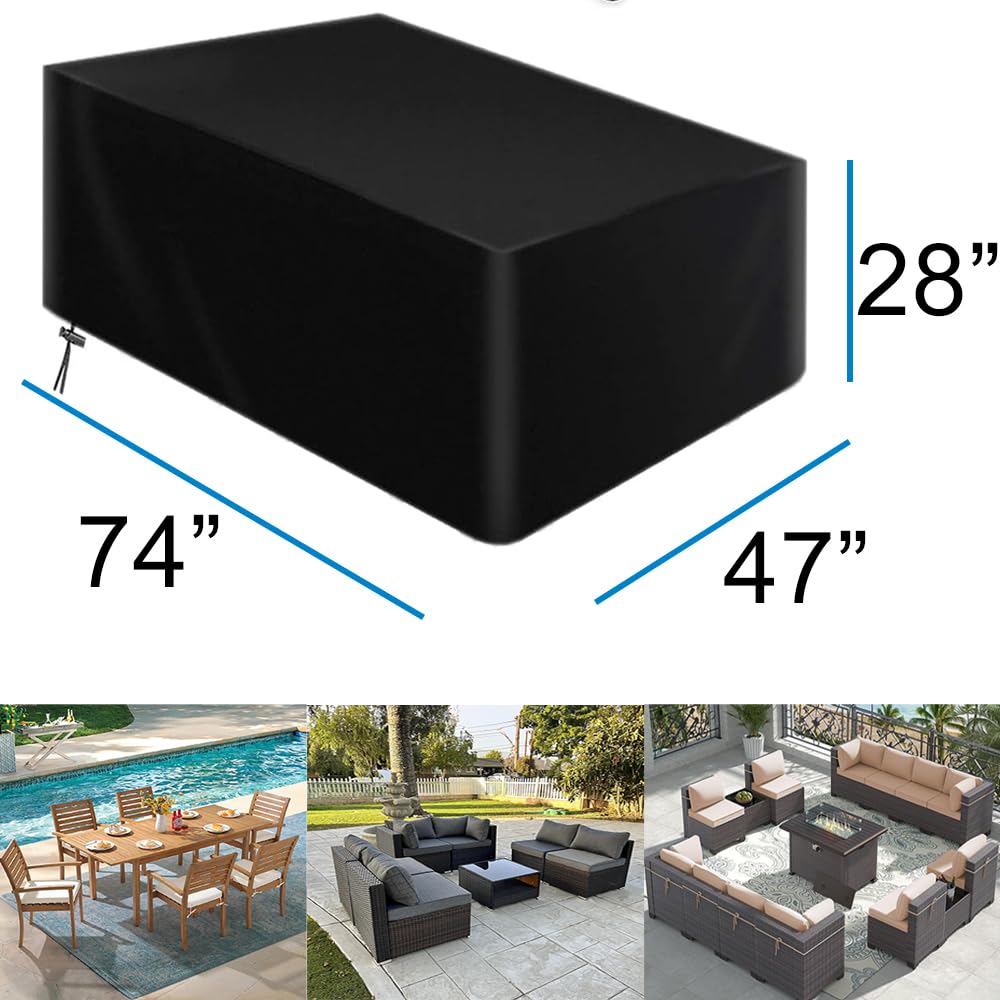 Patio furniture covers，Outdoor furniture cover, Patio furniture covers waterproof,Patio furniture covers for patio furniture (Rectangular 74“L x 47“W x 28”H)