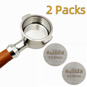 Ruilida 2 Packs Espresso Puck Screen 53.5mm, Reusable 1.7mm Thickness 150μm 316 Stainless Steel Professional Barista Coffee Filter Mesh Plate for Espresso Portafilter Filter Basket 53.3-54mm breville