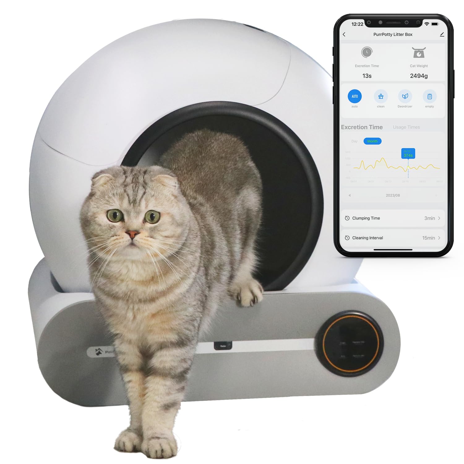 PurrPotty: Self Cleaning Litter Box, Automatic Cat Litter Box for Multiple Cats- App Control and Large Capacity Cat Litter Box