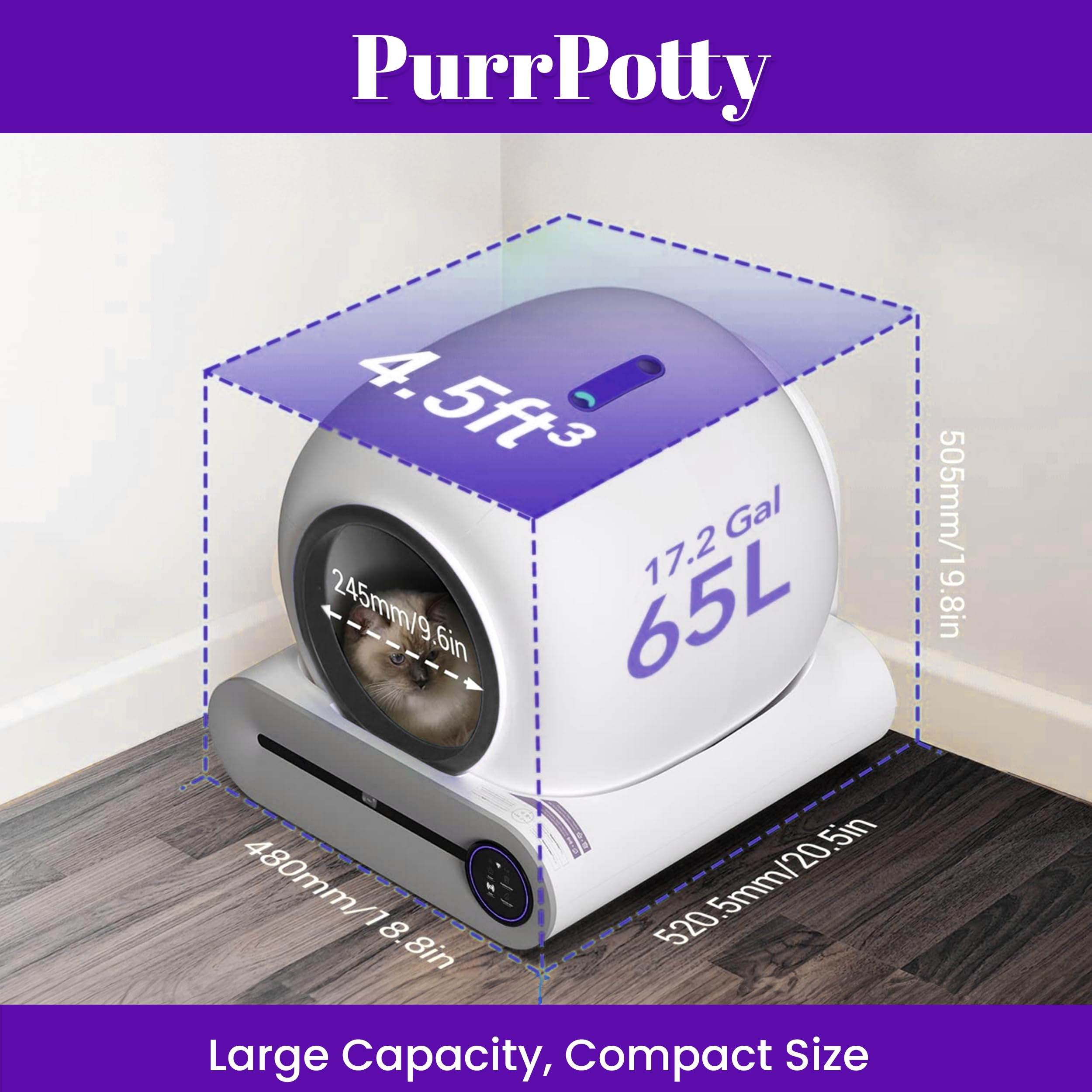 PurrPotty: Self Cleaning Litter Box, Automatic Cat Litter Box for Multiple Cats- App Control and Large Capacity Cat Litter Box