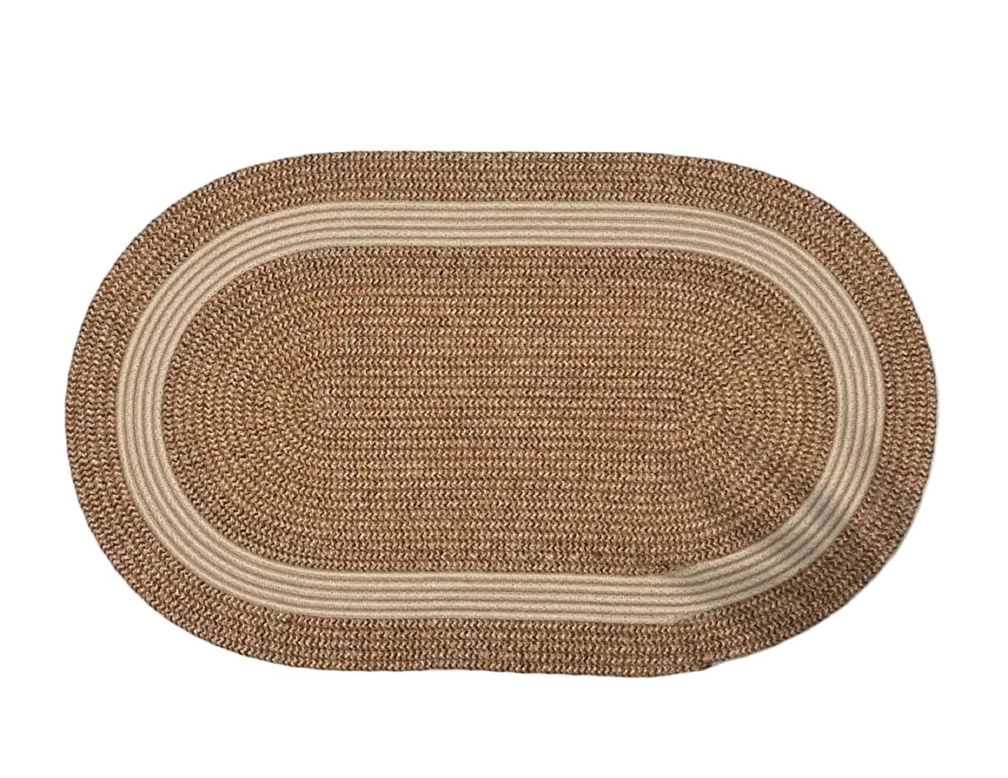 Tly Home-Beige Striped-Jute Door mat Rug -Jute Mats 19.6 x 31.50 Inches -Naturel Mats-Patterned Door Front-Bath Mat-Rug Mats Natural-Balcony mats-Gift- Houseware-Home Decore-Natural Welcome Doormat