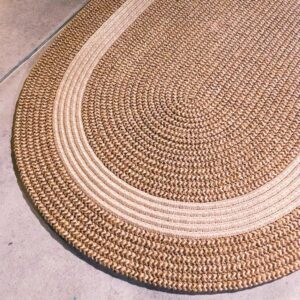 Tly Home-Beige Striped-Jute Door mat Rug -Jute Mats 19.6 x 31.50 Inches -Naturel Mats-Patterned Door Front-Bath Mat-Rug Mats Natural-Balcony mats-Gift- Houseware-Home Decore-Natural Welcome Doormat