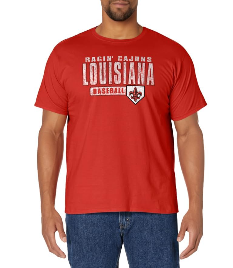 Louisiana Ragin' Cajuns Baseball Vintage Red T-Shirt