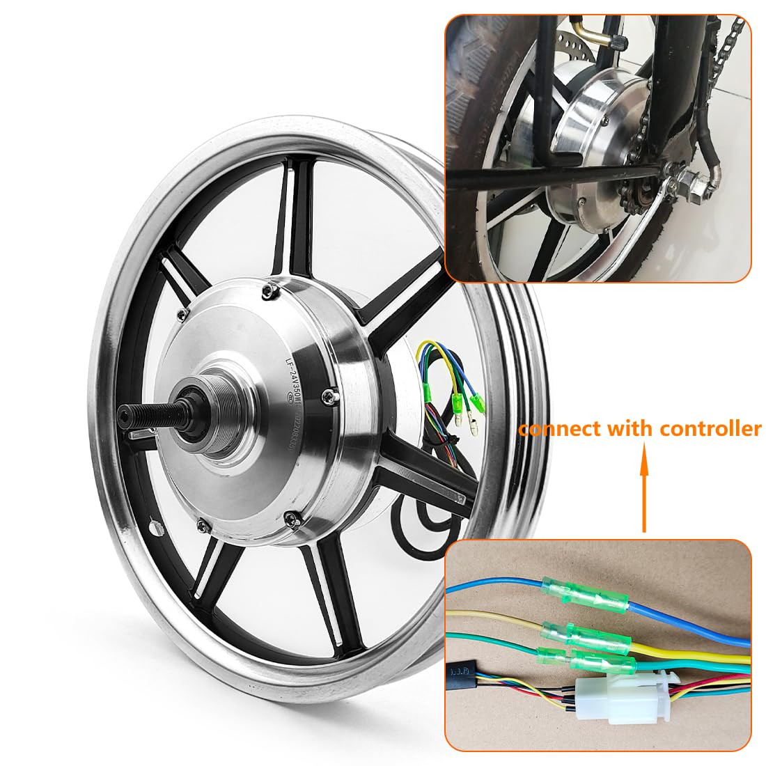 36v 350w 14 Inch Rear Drive Hub Brushless Gear Motor Wheel For Electric Bike (48V 350W no tire)