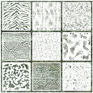 9 Pieces Camo Stencils for Spray Paint, Camouflage Pattern Stencils Templates Reusable Digital Camo Paint Stencils for Boat DIY Crafts Spray Painta (11.8 × 11.8 in Camo)