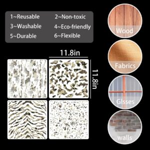 9 Pieces Camo Stencils for Spray Paint, Camouflage Pattern Stencils Templates Reusable Digital Camo Paint Stencils for Boat DIY Crafts Spray Painta (11.8 × 11.8 in Camo)