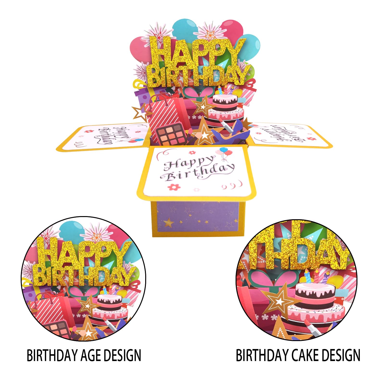 Asmallgf Happy Birthday Pop Up Card for Women Men, Funny Bday Gift for Girls Boys, Sweet Birthday 3D Greeting Card for Him Her, Unique Birthday Gift Idea for Daughter Niece