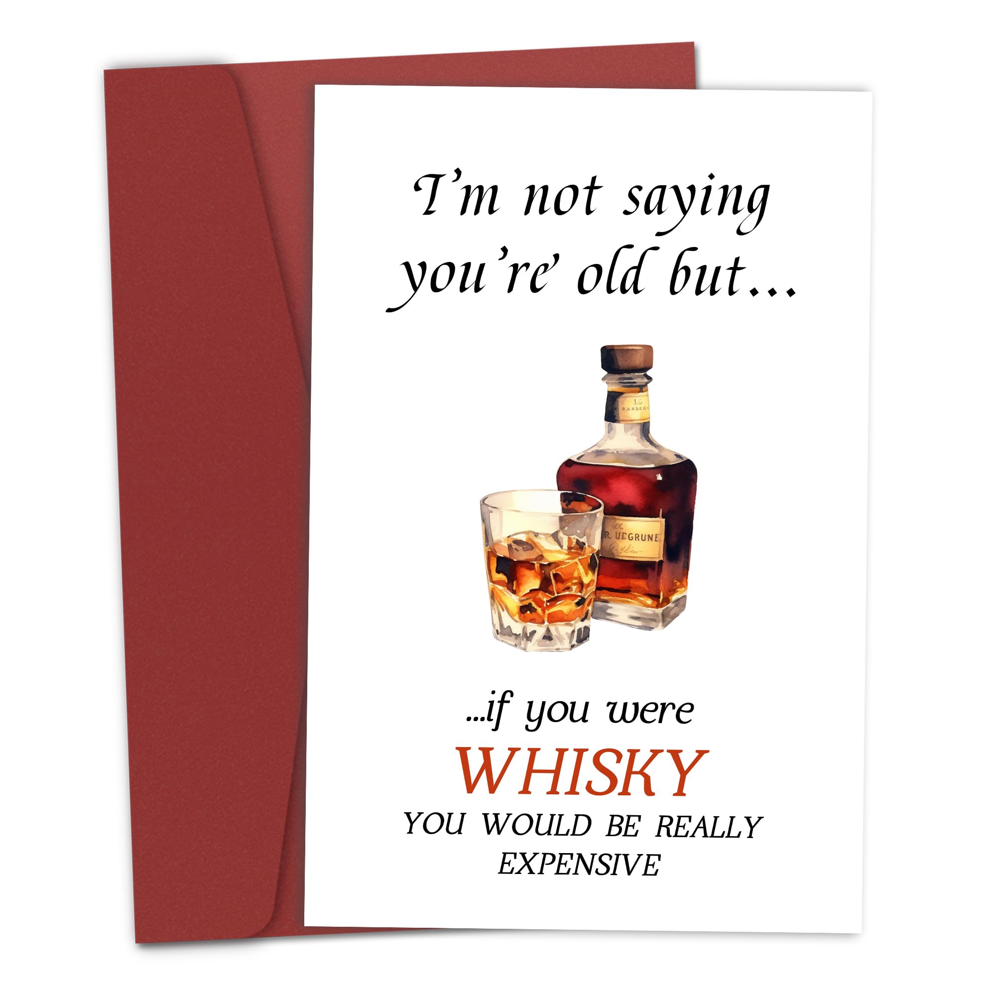 Inbufruy Whiskey Lover Birthday Cards for Him, Her, Dad, Mom, Husband, Wife, Friend, Family - Humorous Age Joke Cards, 8 x 5.3 in