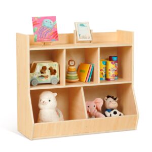 OOOK 2 in 1 Kids Bookshelf and Montessori Toy Shelf, Nursery Book Shelves for Organizing Books and Toys, Nice Book Shelf for Kids Rooms, Playroom, Kindergarten, School