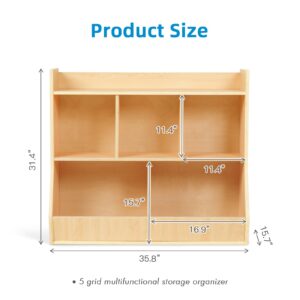 OOOK 2 in 1 Kids Bookshelf and Montessori Toy Shelf, Nursery Book Shelves for Organizing Books and Toys, Nice Book Shelf for Kids Rooms, Playroom, Kindergarten, School