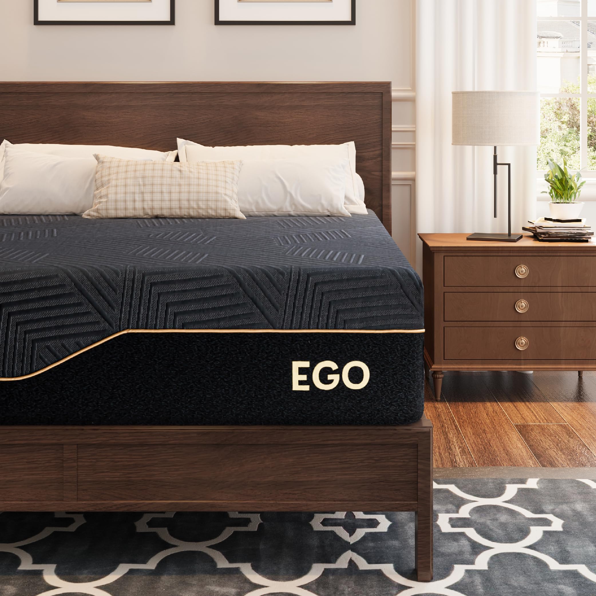 EGOHOME Queen Mattress 14 Inch Cooling Gel Memory Foam Mattress in a Box, Medium Mattress Queen Size CertiPUR-US Certified, Therapeutic Queen Bed Mattress for Back Pain Made in USA, 60" x 80" x 14"